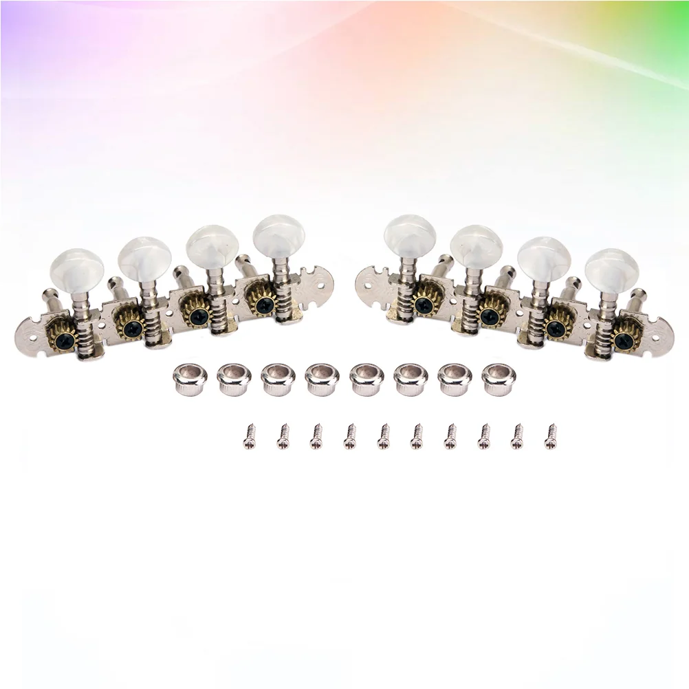 

2pcs Mandolin Guitar Machine Heads Tuning Peg 4L and 4R Mica Color Round Button Tuner GC602 (Silver) Parts