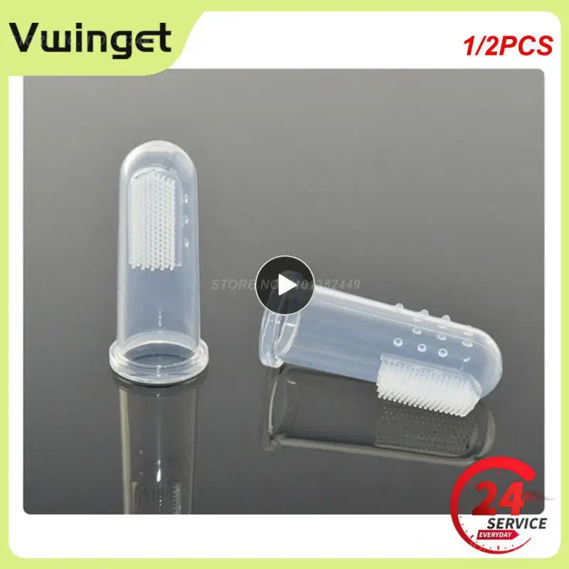 

1/2PCS Hot Selling Soft Pet Finger Toothbrush Teddy Dog Brush Bad Breath Tartar Teeth Care Dog Cat Cleaning Supplies Soft Tooth