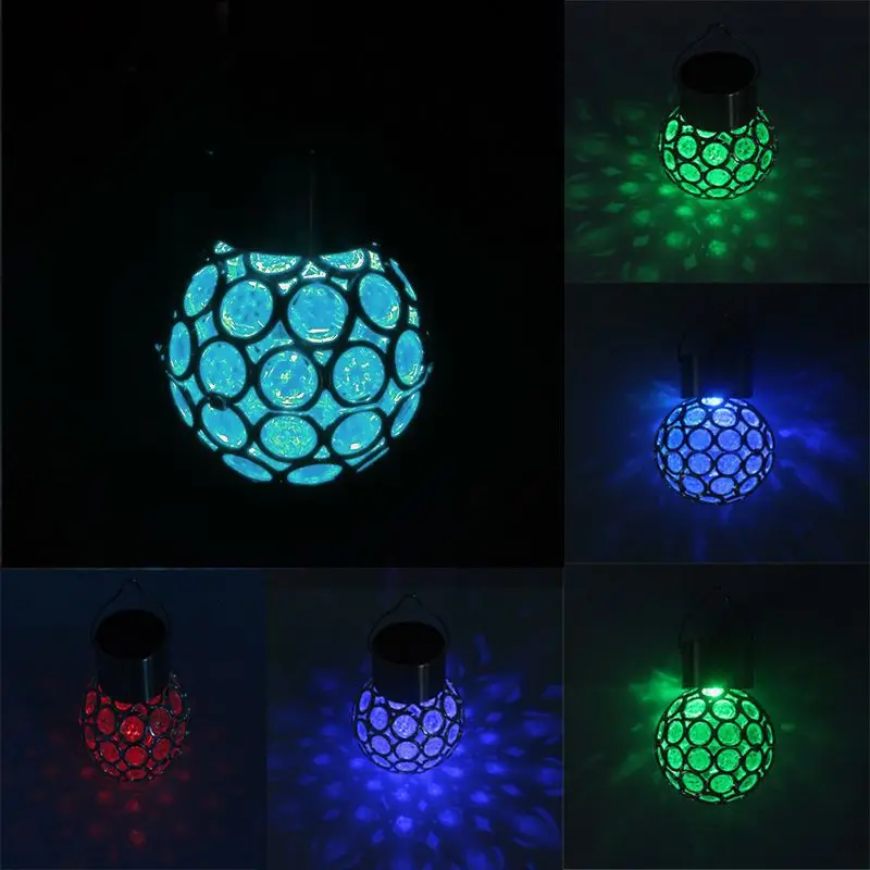 

Solar LED Hanging Light Lantern Waterproof Hollow Out Ball Lamp for Outdoor Garden Yard Patio