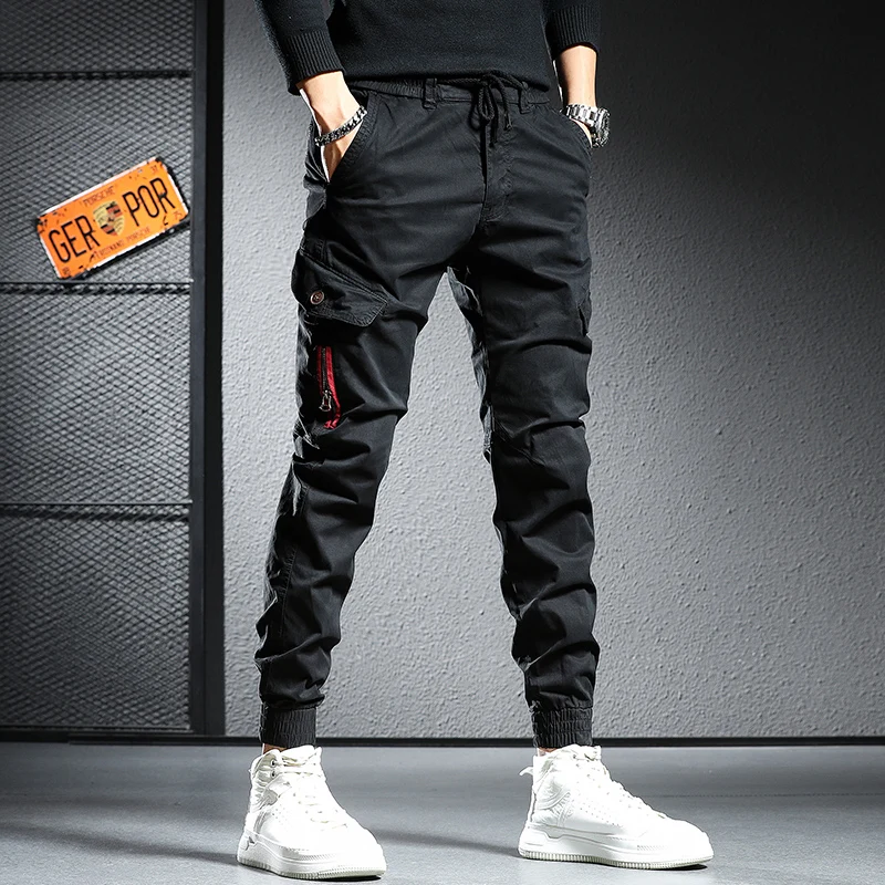 

Streetwear Fashion Men Casual Cargo Pants Men Overall Zipper Pocket Designer Hip Hop Joggers Men Harem Trouser Pantalones Hombre