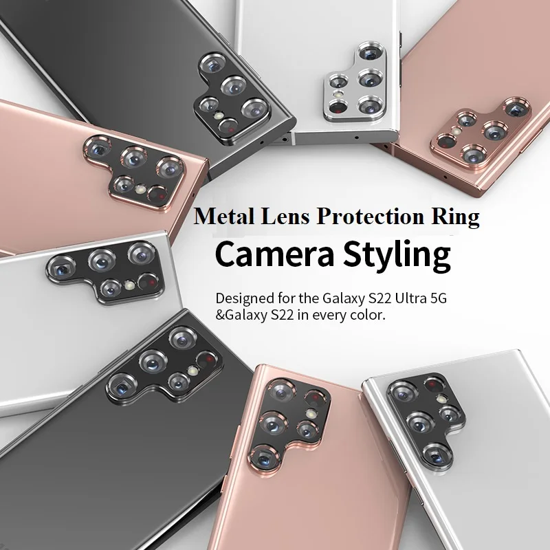 

Pure Color Aluminum Alloy Lens Film Anti-scratch Metal Ring Rear Camera Protector Fit For Samsung Galaxy S22 Plus Ultra 5G