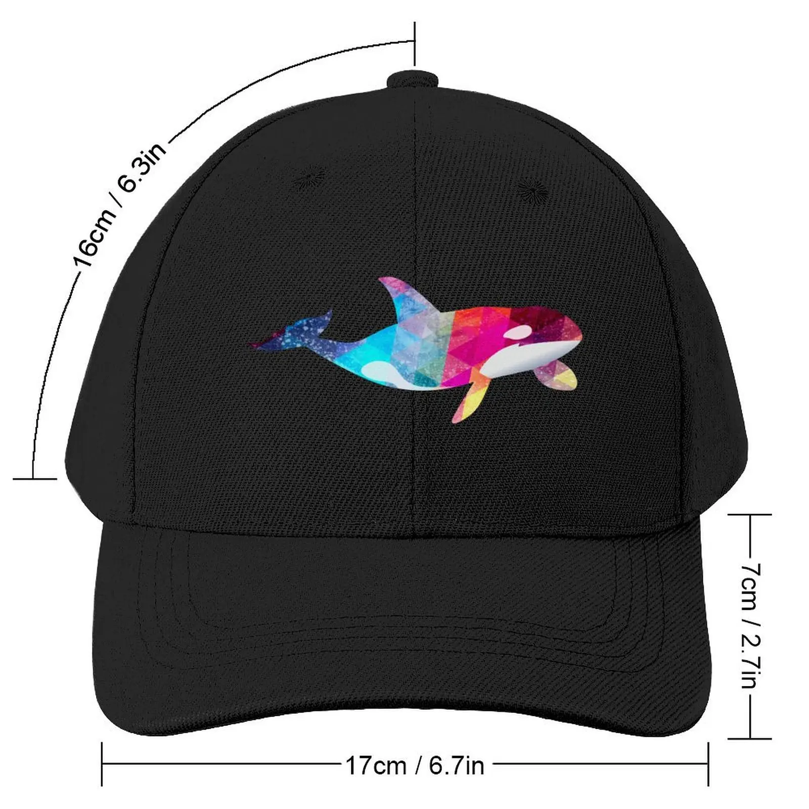 Orca Whale Lover Killer Ретро Радужная многоугольная стильная кепка Бейсбольная с помпоном