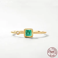 jecircon 925 sterling silver 14k gold emerald gemstone ring simple ins light luxury crystal open ring party wedding jewelry