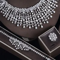 Bridal jewelry set Necklace Earrings Ring Bracelet Women's wedding jewelry set 1