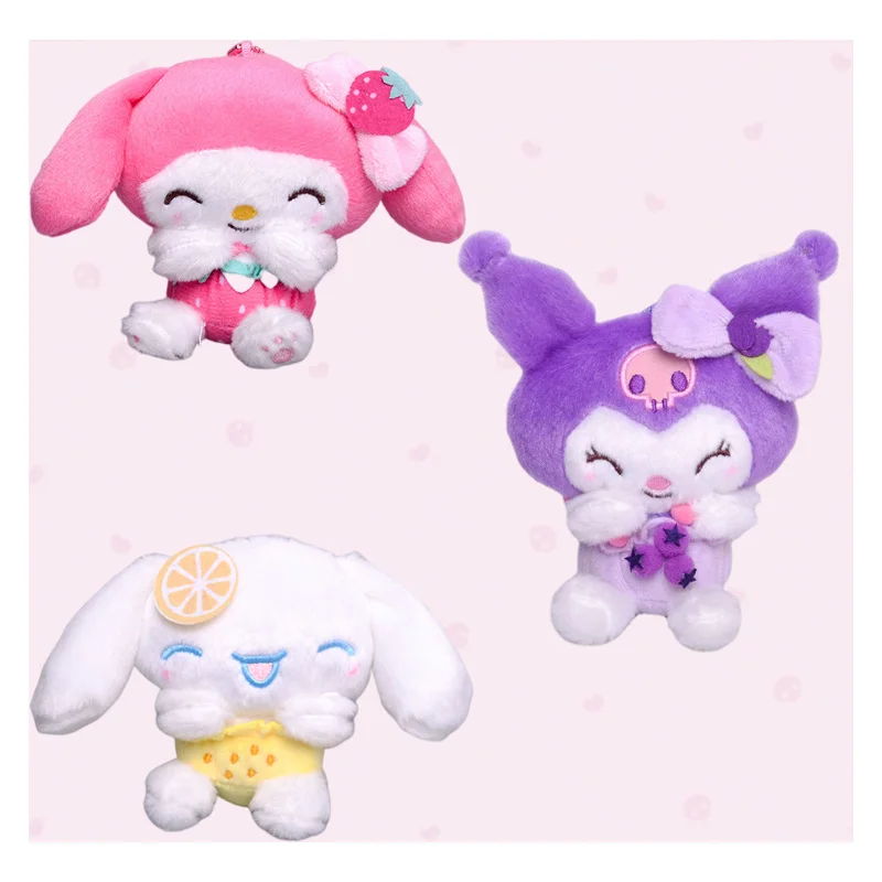 

10 см кавайная аниме серия фруктов My Melody Kuromi Cinnamoroll плюшевые игрушки искусственная мягкая плюшевая кукла подвеска в сумку подарок для детей