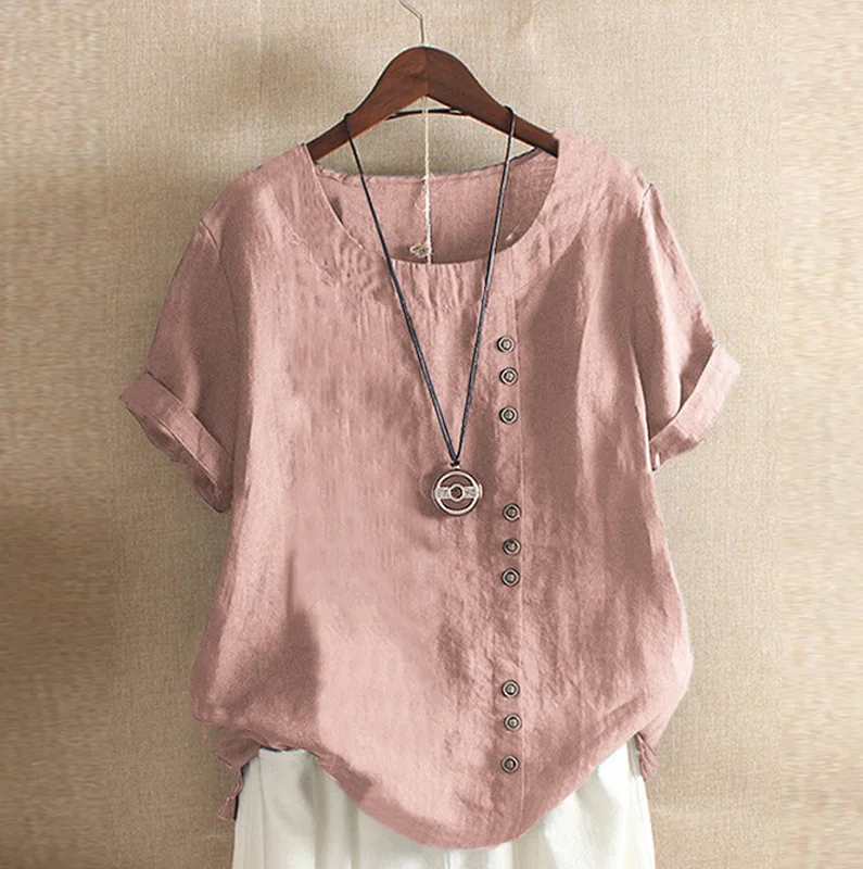 

2022 Cotton and linen short sleeve casual loose T-shirt for pregnant women White