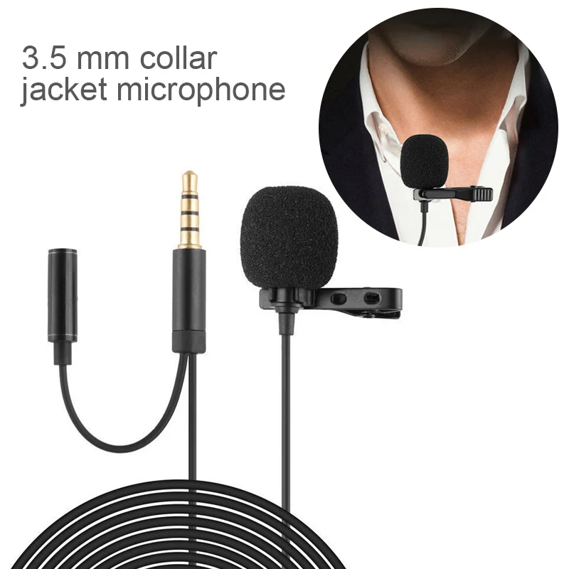 

Mini Phone Microphone with Headphone Jack for Portable Clip-on Lapel Mic Fit for Android Smartphone DSLR Camera PC Laptops