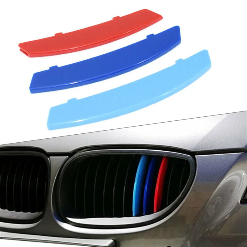 

3D Car Front Grille Trim Sport Strips Cover Stickers Styling Buckle Cover For 2004-2010 BMW 5 Series E60 Power Accessories