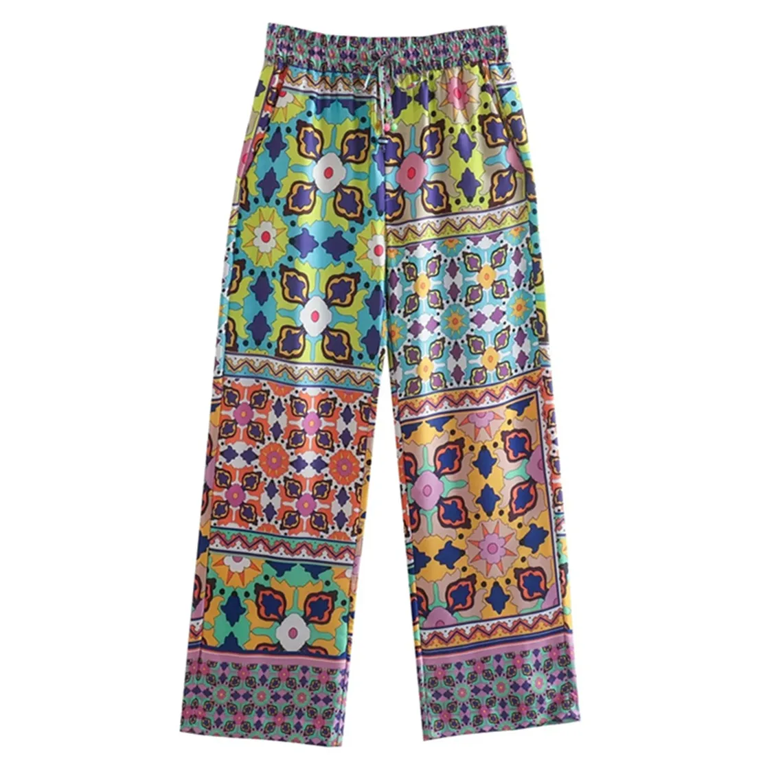 

Dave&Di Drawstring Loose Trousers Casual Pants Women Vintage Paisley Floral Print Pants