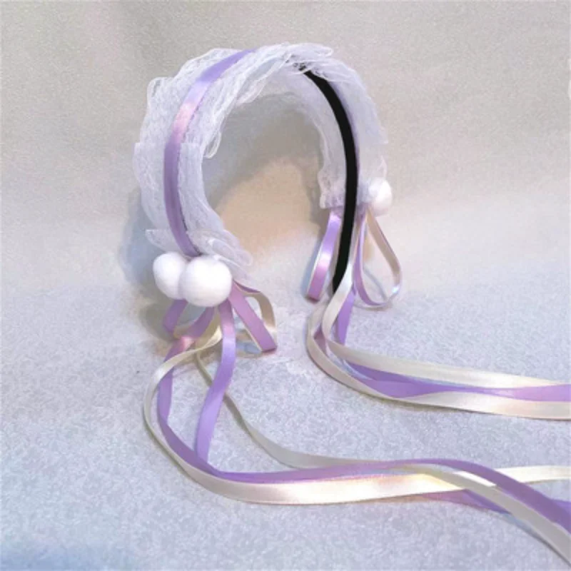 

Lolita Kawaii Cat Ears Lace Bow Headband KC Hair Band Anime Cute Girl Maid Headdress Cosplay Anime Hair Accessories Head Wrap