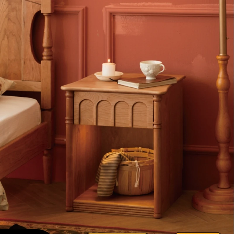 

Palton Bedside Table Bedroom Side Cabinet Retro North American Nordic Cherrywood Luminous Small Apartment Cabinet