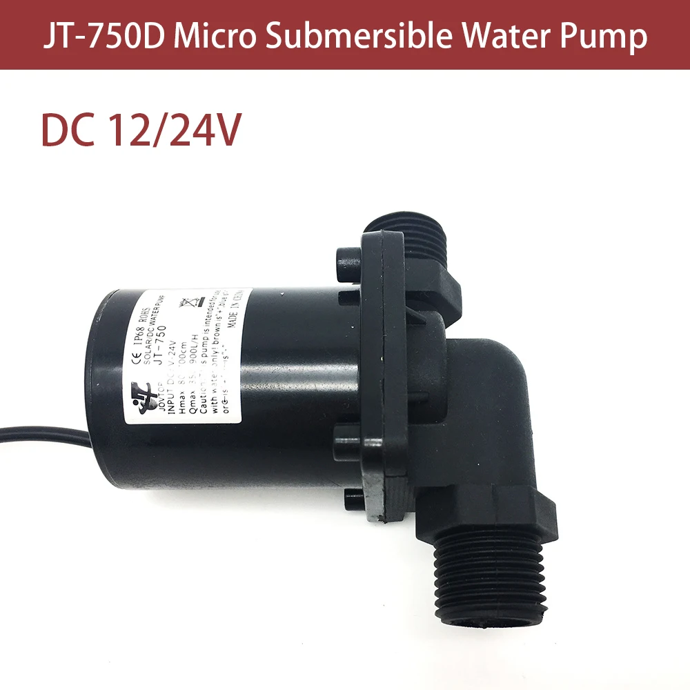 

JT-750D Micro Submersible Water Pump DC 12V 24V Low Noise Solar Brushless Pump Max 7M 900L/H Bathroom Accessories