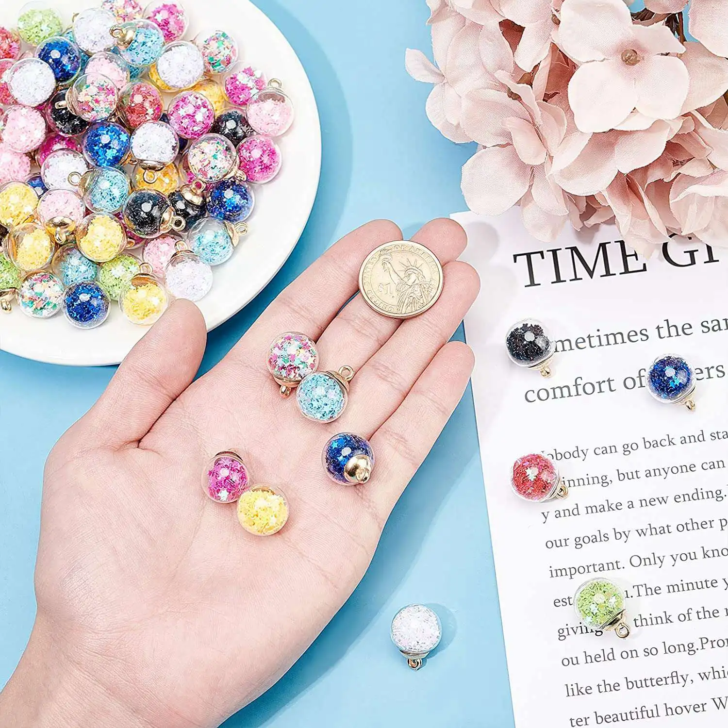 100 шт. Подвески со стеклянным шариком 10 цветов звезды серьги подвески ювелирные