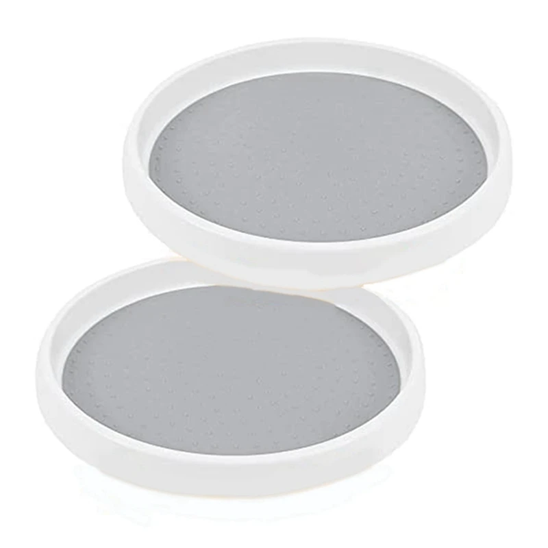 

Pack Of 2 Rotating Spice Rack Turntable Organiser White Suitable For Fridge, Dresser,Spice Rack