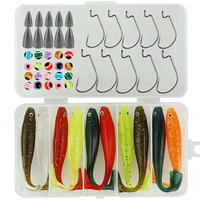 50 pcs fishing rig set lure set soft bait hook accessories combo pack fishing gear accessories with hook and lead