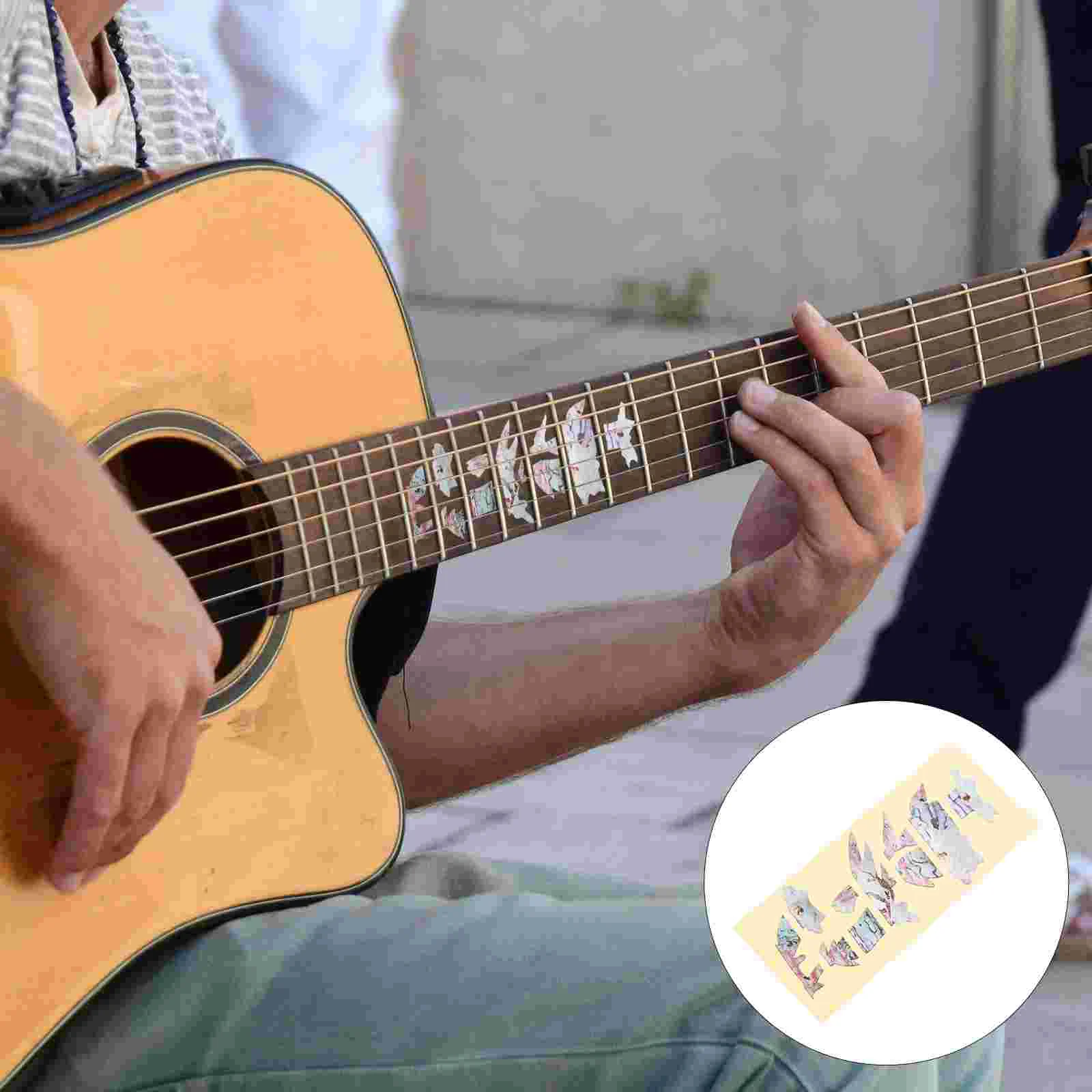 

1 Sheet of Guitar Stickers Creative Pattern Guitar Decals Guitar Fret Inlay Decals