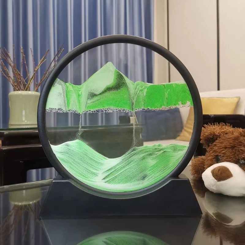 

Moving Sand Art Glass Hourglass Three Dimensional Motion Quicksand Deep Sea Desert Frame Sand Painting 7/12inch for Home Decor