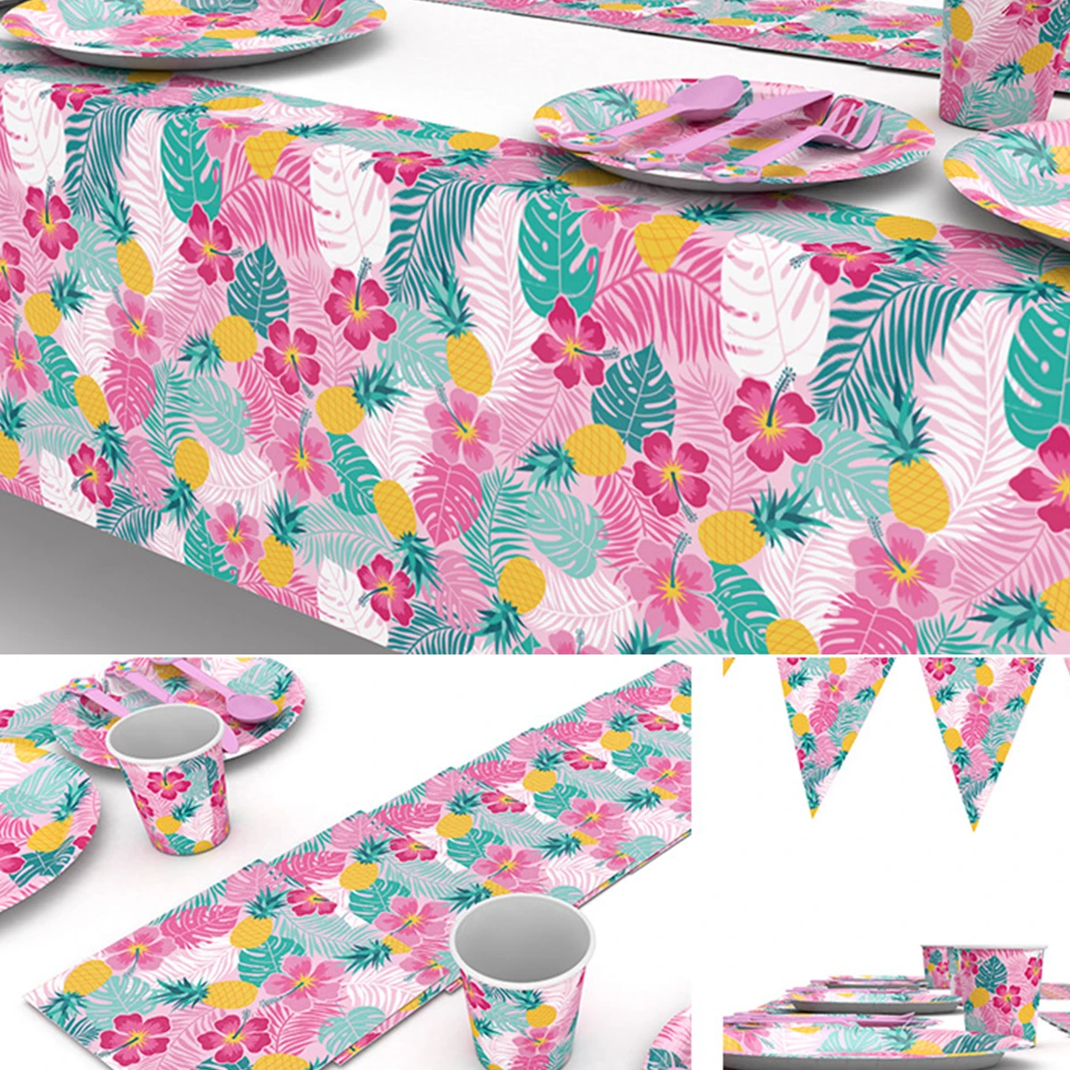 

Набор посуды для вечеринки, многоразовый тропический набор из 48 предметов с пальмовым листьем, для Гавайской вечеринки