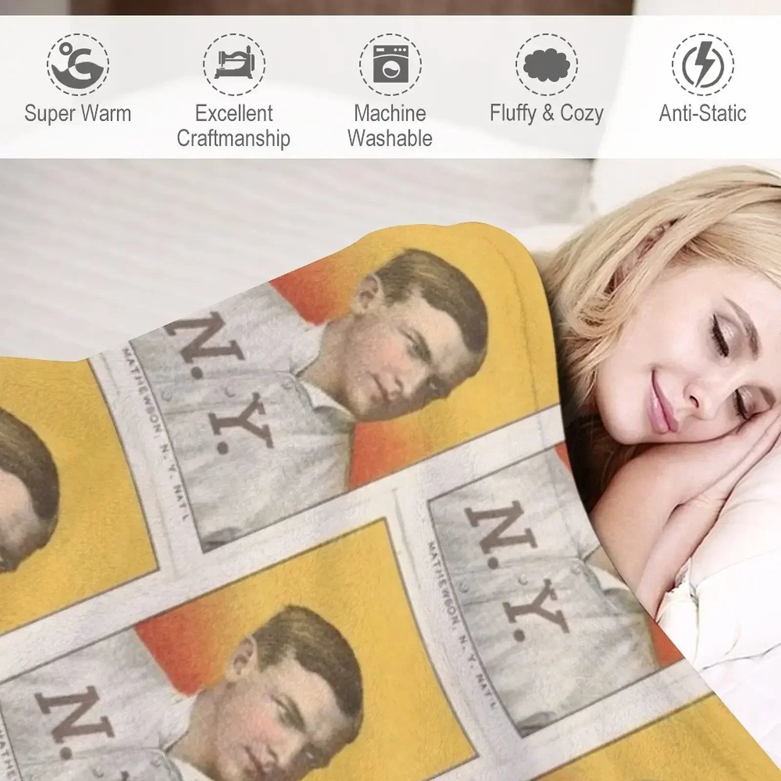 Mathewson Нью-Йорк Национальная лига серия Белая граница пледы T206 для волос одеяла на