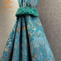 gold bronzing jacquard blue imitation silk high precision thickening curtains for living room bedroom home decoration finished