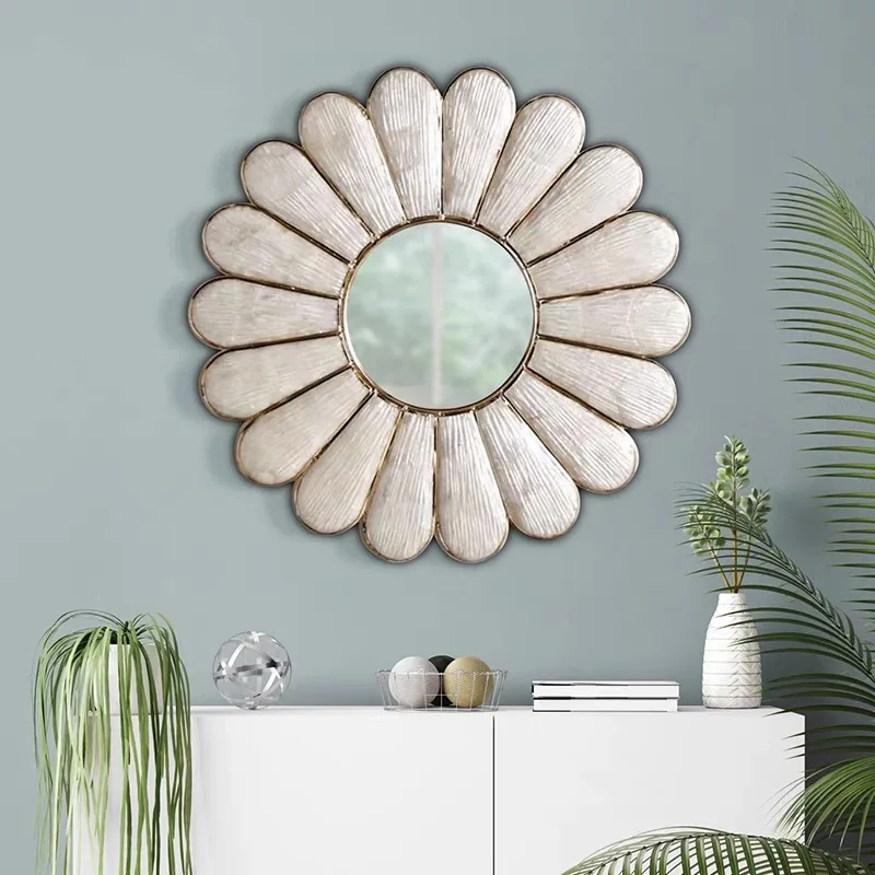 

European Creative Unique Light Luxury Decoration Wood Mirror Living Room Sample Office Decoration