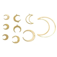 10pcslot crescent moon charms raw brass pendant connector for jewelry findings making diy earrings necklace craft accessories
