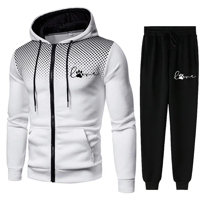 Spring Men's Sweater Set Hoodie+Sweatpants Fashion Casual Zipper Street Wear Men's Jacket Plus Size