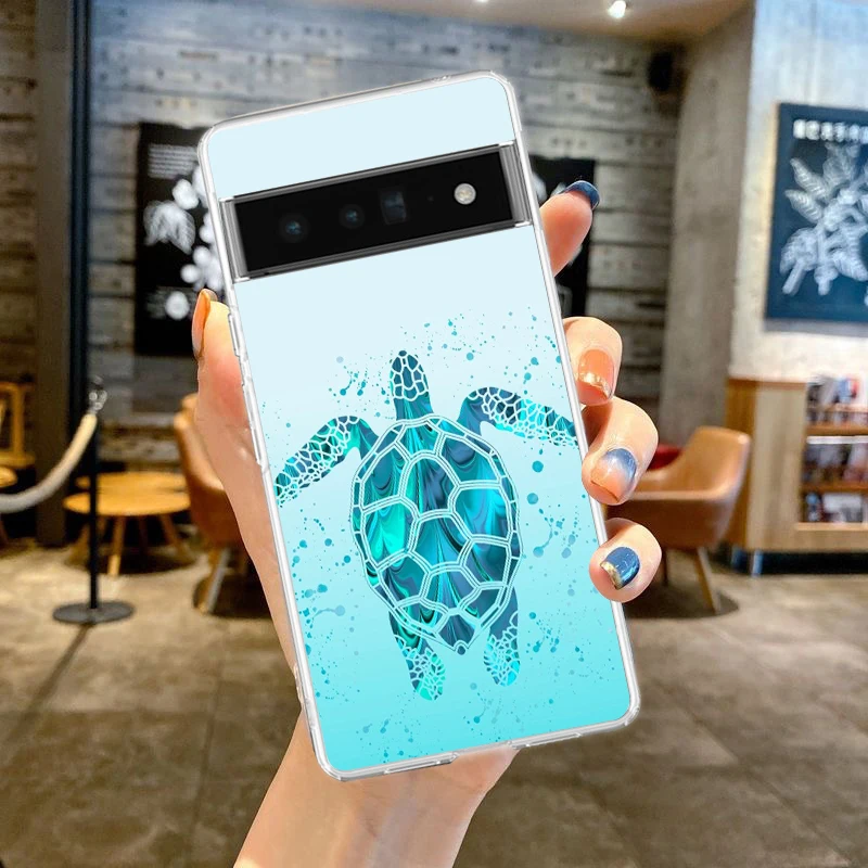 Милый мультяшный мобильный телефон с морской черепахой цвет синий для Google Pixel 9 Pro