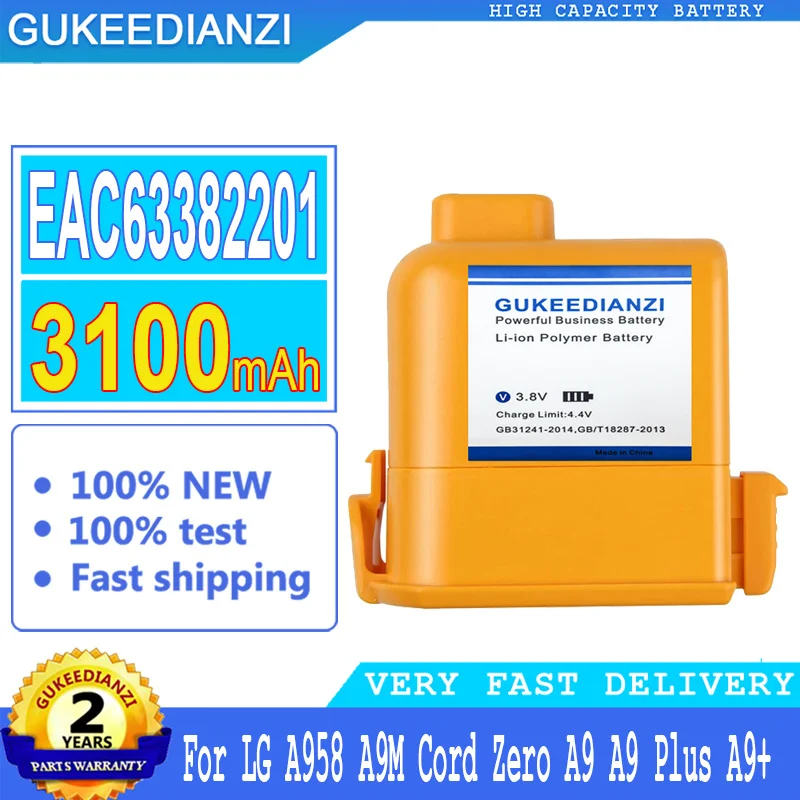 

EAC63382201 3100mAh High Capacity Battery For LG A958 A9M Cord Zero A9 Plus A9+ A9PETNBED2X A9PETNBED A9MULTI Li-polym Bateria