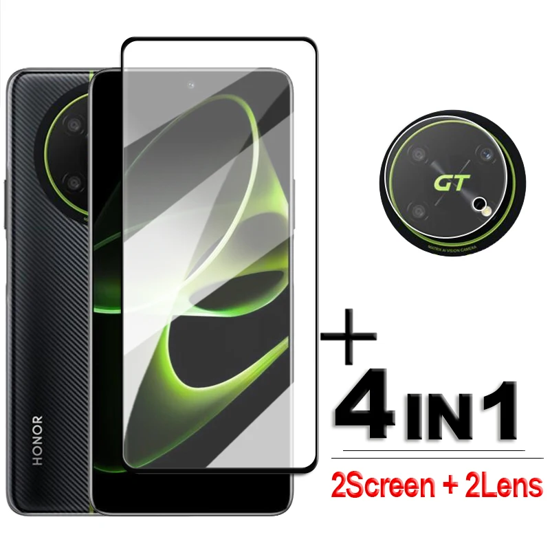

4in1 For Honor X40 GT 5G Glass Honor X40 GT Tempered Glass 2.5D Full Cover Screen Protector For Honor X40 GT Lens Film 6.81 inch