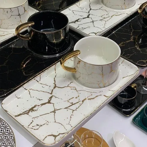 

Набор фарфоровых кофейных чашек Arow с мраморным узором, белый и черный; Турецкий кофейный декор, тренд 2021, органическое здоровье, любовь для Xiaomi, Iphone