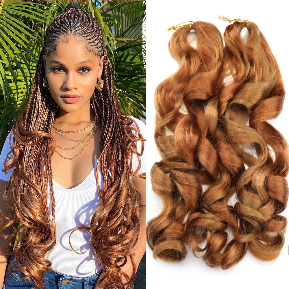 

Synthetic Braids French Curls Loose Wave Spiral Curl Crochet Hair Ombre Pre Stretched Braiding Hair Extensions for Women Black