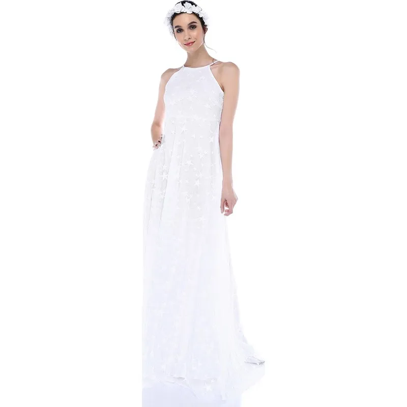 

-Star Tulle Dress White Women Summer Dress Casual Long Prom Midi Maxi