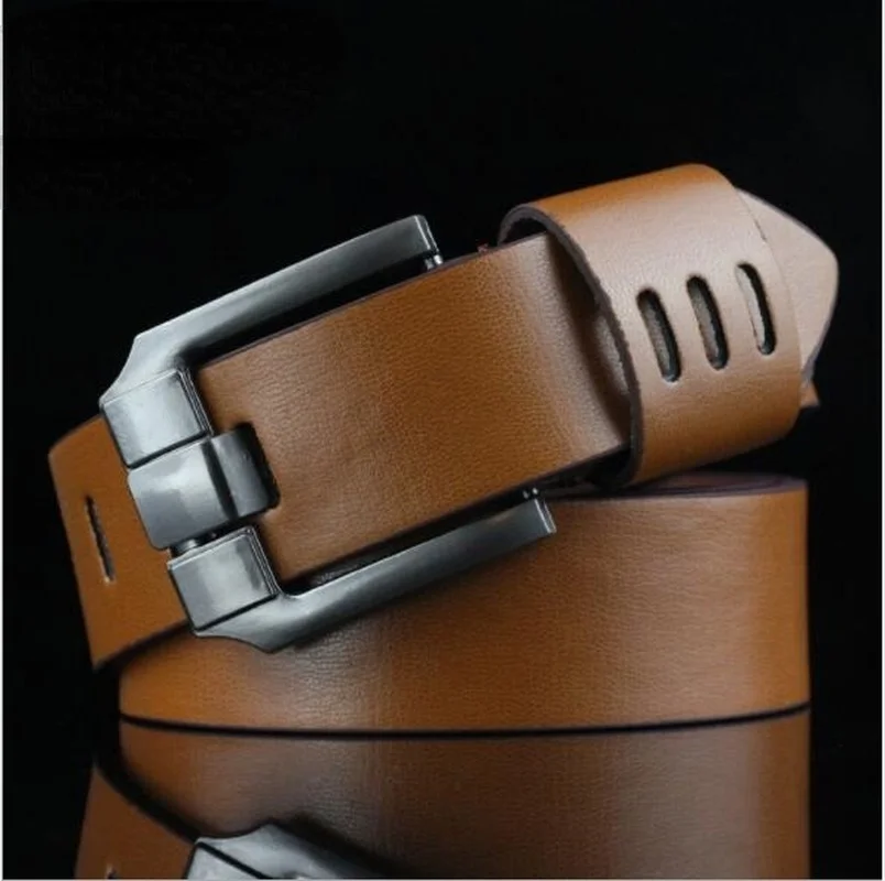 New Men's Luxury Leather Belt Pin Buckle Belts Men Alloy Buckle Fashion Male Vintage Waist Strap Soft Pu Leather Waistband 110cm