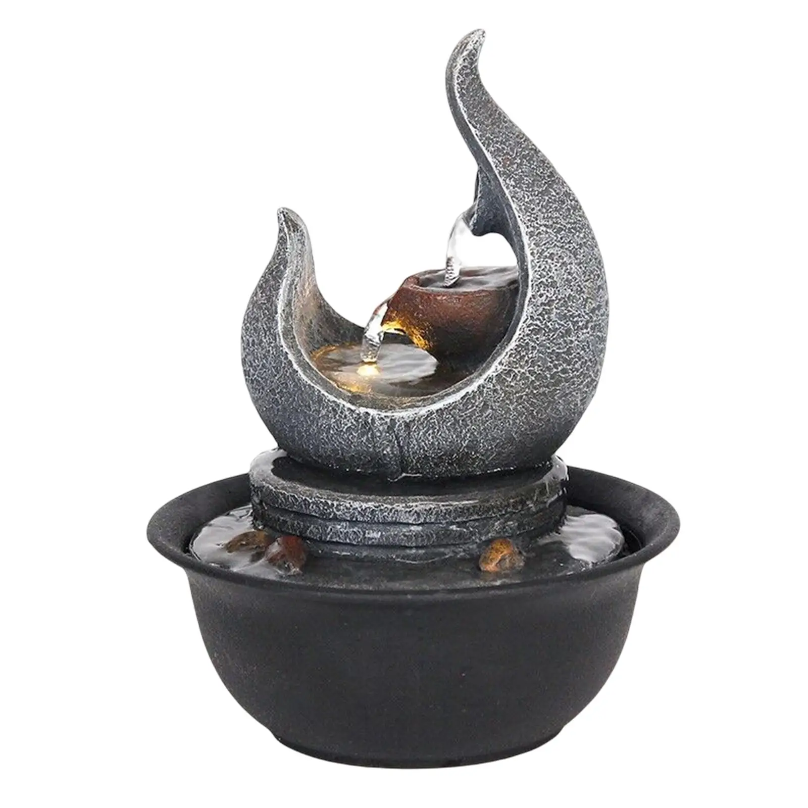 

Desktop Water Fountain Tabletop Fountains Waterfall with LED Lights Zen Meditation Micro Landscape for Relaxation Ornaments Arts