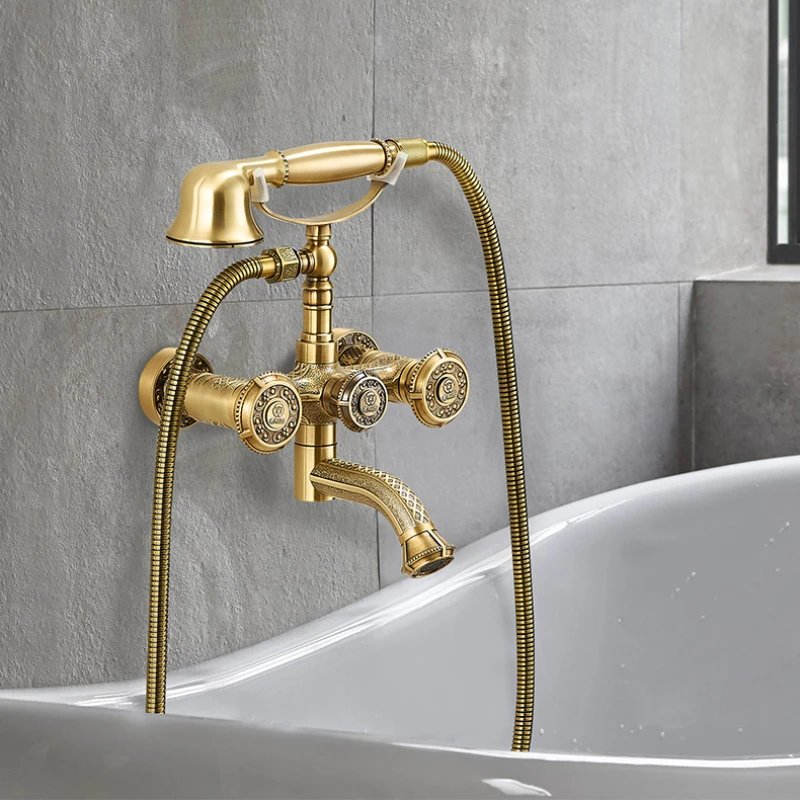 

Full Copper Shower Set Antique Sold And Hot Water Faucet Bathroom Home Shower Set Shower Head Shower System Bathroom Faucets