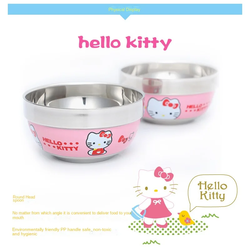 Детская миска Hello Kitty набор из трех предметов с мультяшным аниме палочки ложка