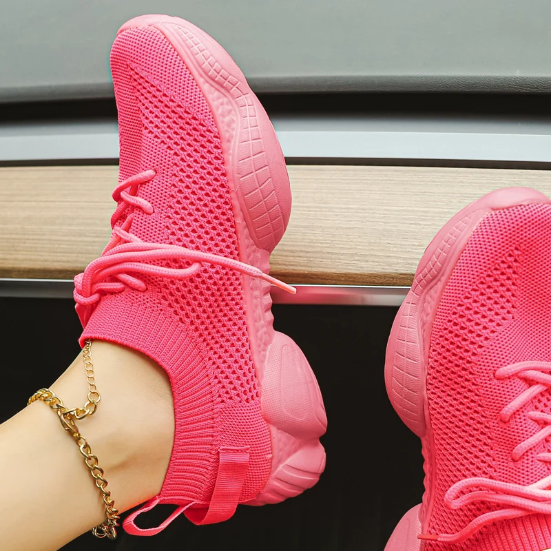 Flats Chunky Sneakers Women Shose Summer Casual Breathable Mesh Plus Size 44 Shoes Platform Sport Running Vulcanize Shoes