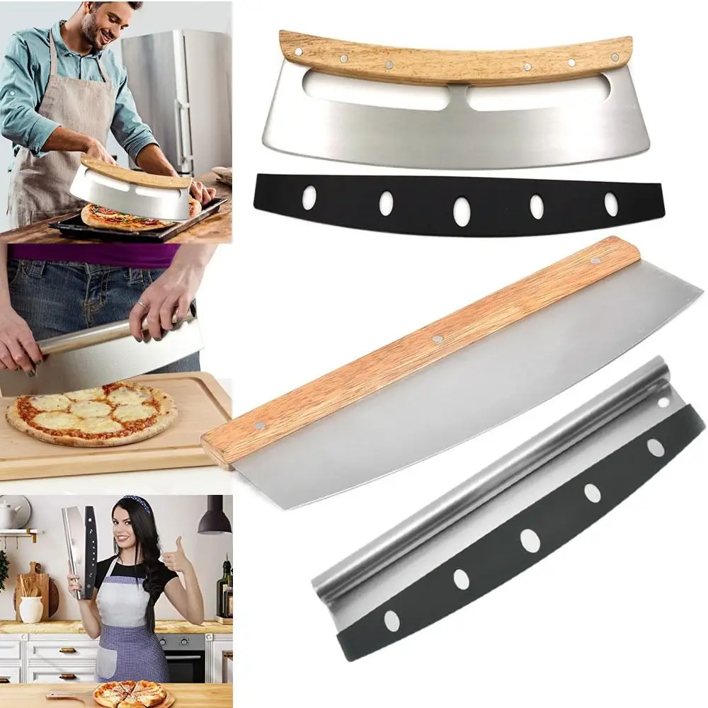 

Home Gadget Baking Utensils Stainless Steel Half Moon Shaker Slicer Pizza Rocker Pizza Cutter Chopper