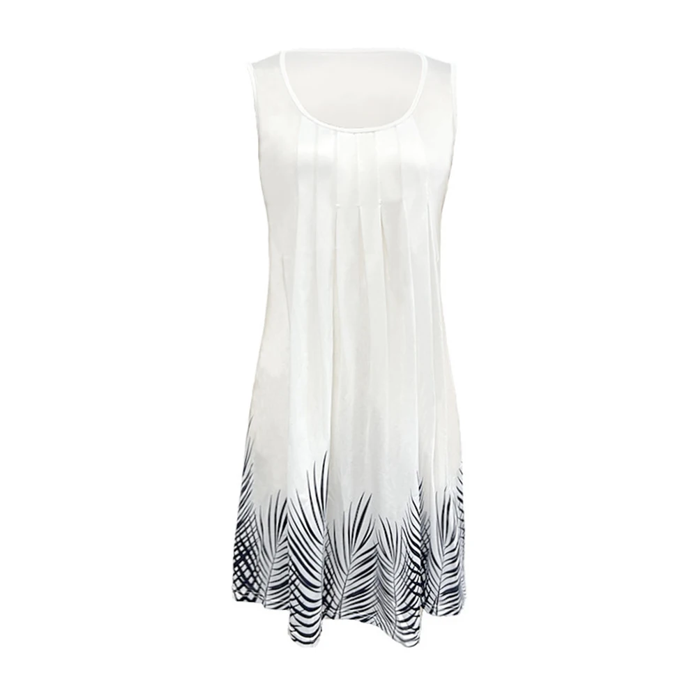 

Fashion Party Soft Breathable Vacation Women Dress Beachwear For Summer Loose Casual U Neck Sleeveless Lightweight Milk Fiber