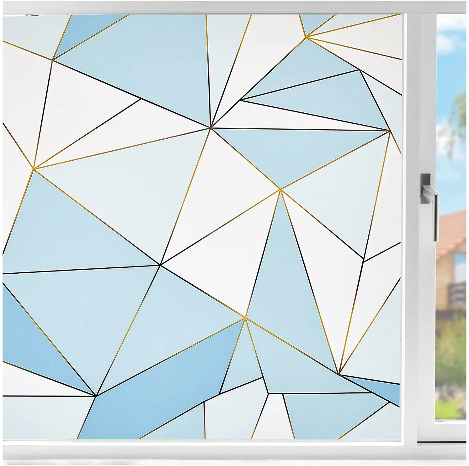 

Privacy Decorative Stained Glass Window Clings UV Blocking Bathroom Door Stickers Non Adhesive Frosted Covering Static Cling