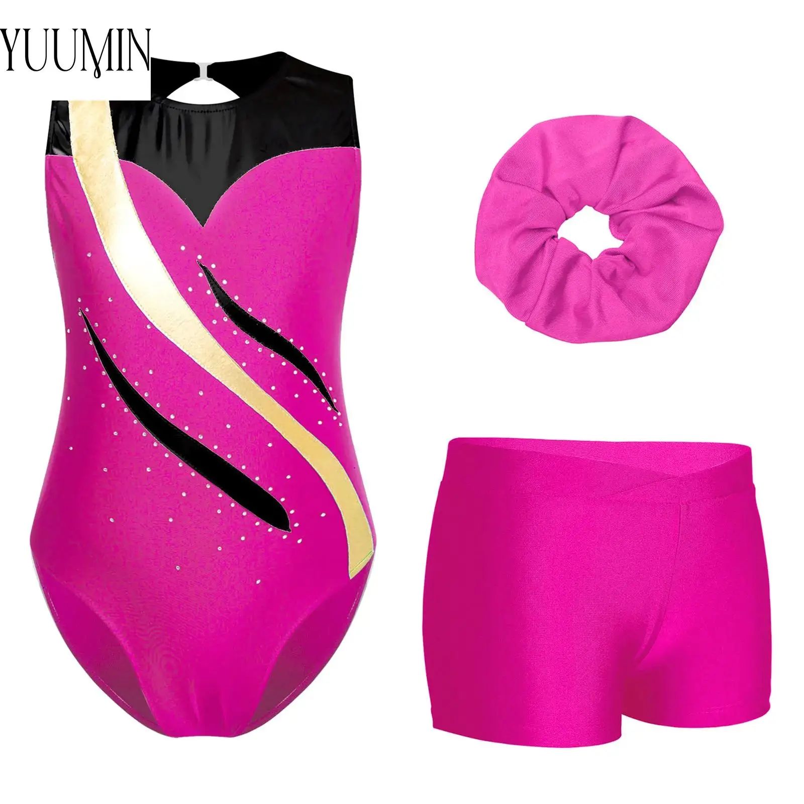 Детский гимнастический костюм с бриллиантами для девочек