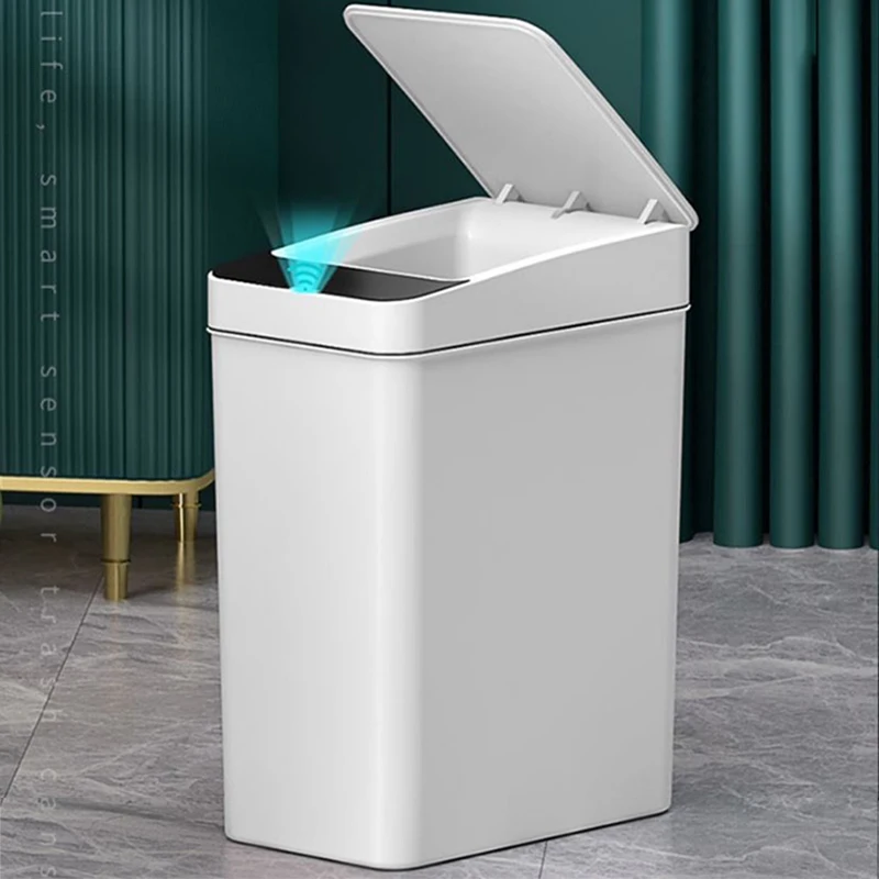 

Solar Charging Intelligent Trash Can Waterproof Smart Automatic Induction Garbage Can USB For Kitchen Bedroom Garbage Cuboid 12L