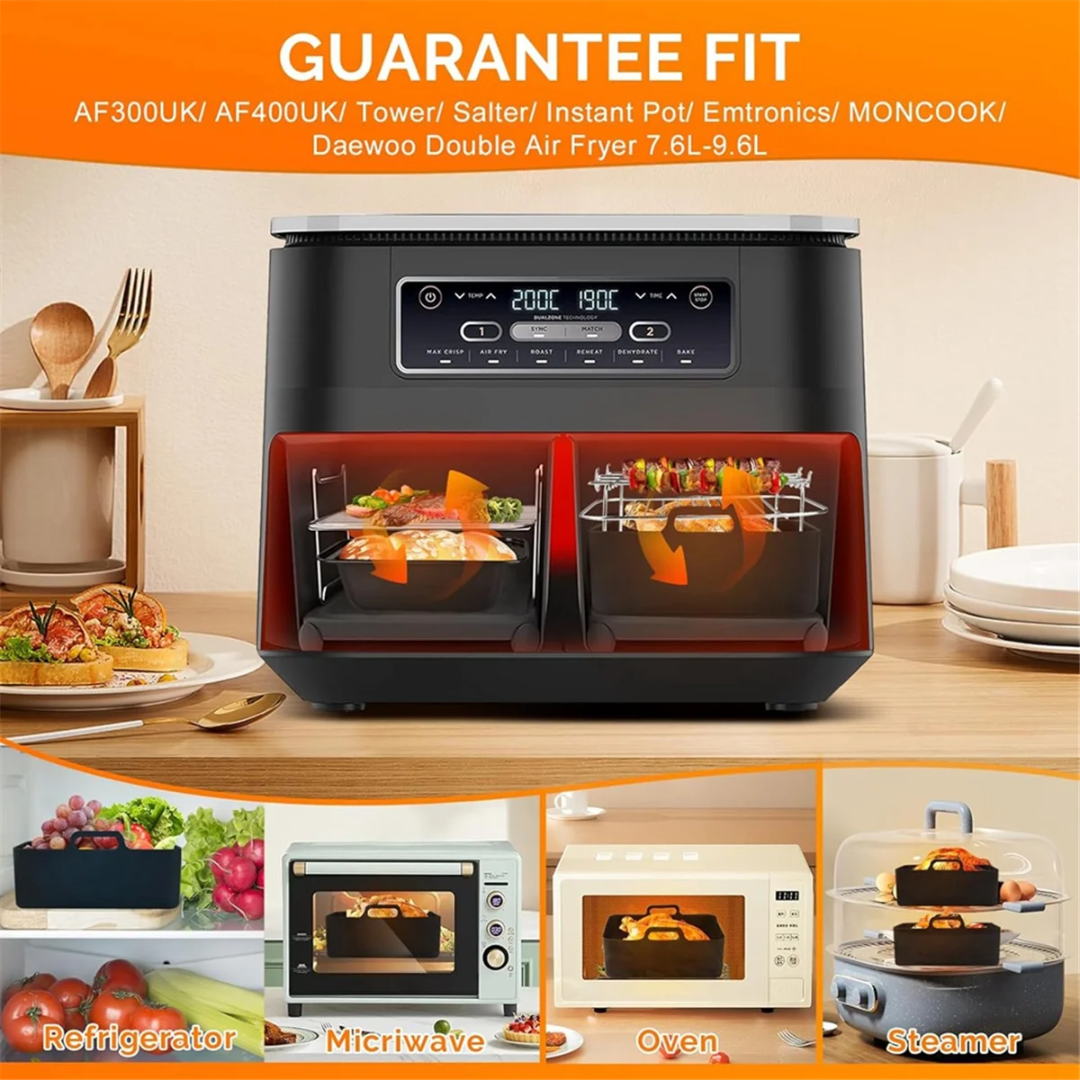 Силиконовый вкладыш для фритюрницы аксессуары Ninja Dual AF300UK AF400UK многоразовые