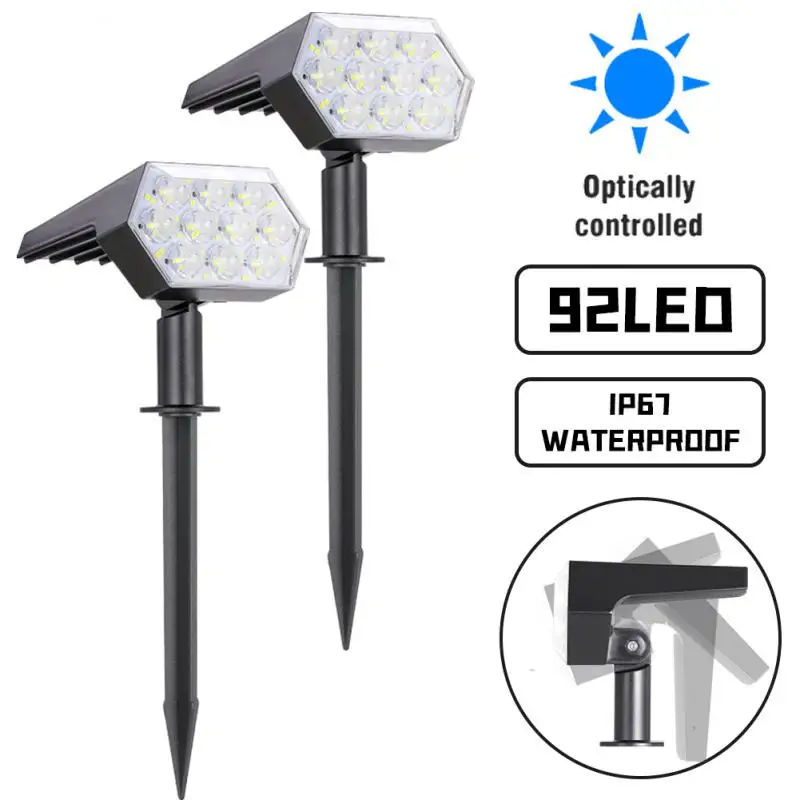 

92LED Solar Lawn Lamps Sensor Spotlights Garden Lights Waterproof Insert Lights Decorative For Patio Yard Pathway Outdoor Lamp