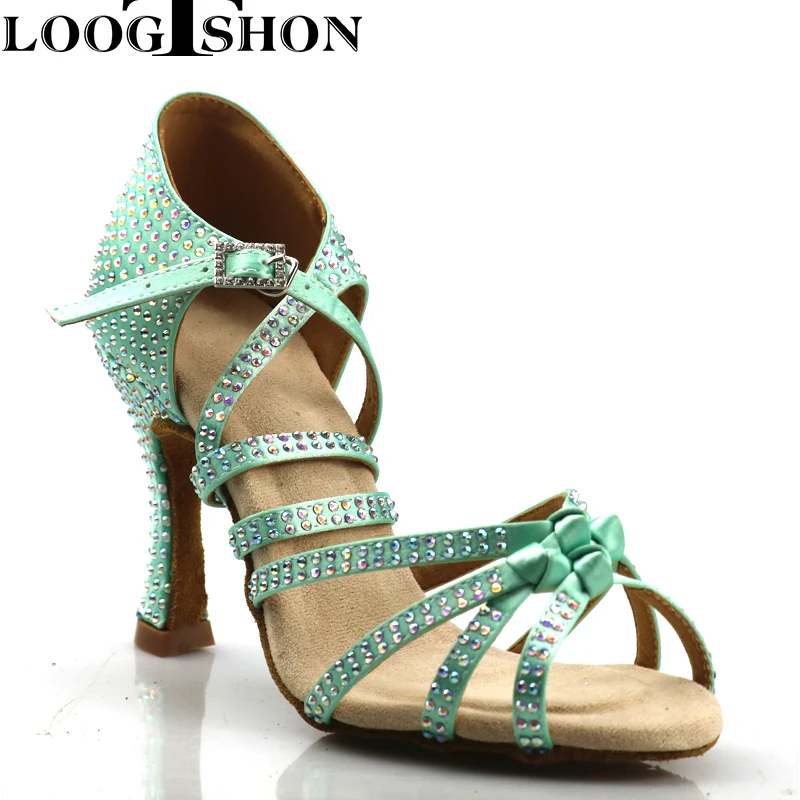 Loogtshon Dance Shoes for Women Ballroom Latin shoes Ladies Modern Tango Dancing Performance Shoes Salsa Sandals 7.5CM Heel