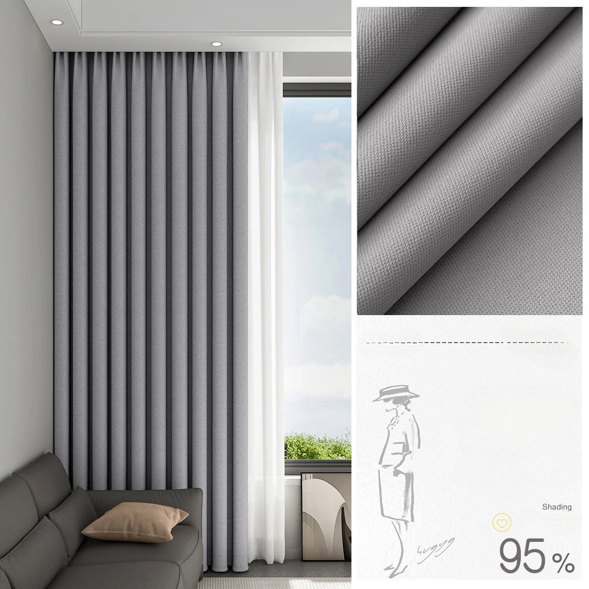 

New Thickened Sun Protection Shading Sound Insulation Curtains for Living Room Bedroom Balcony Hotel Home Decoration Customized