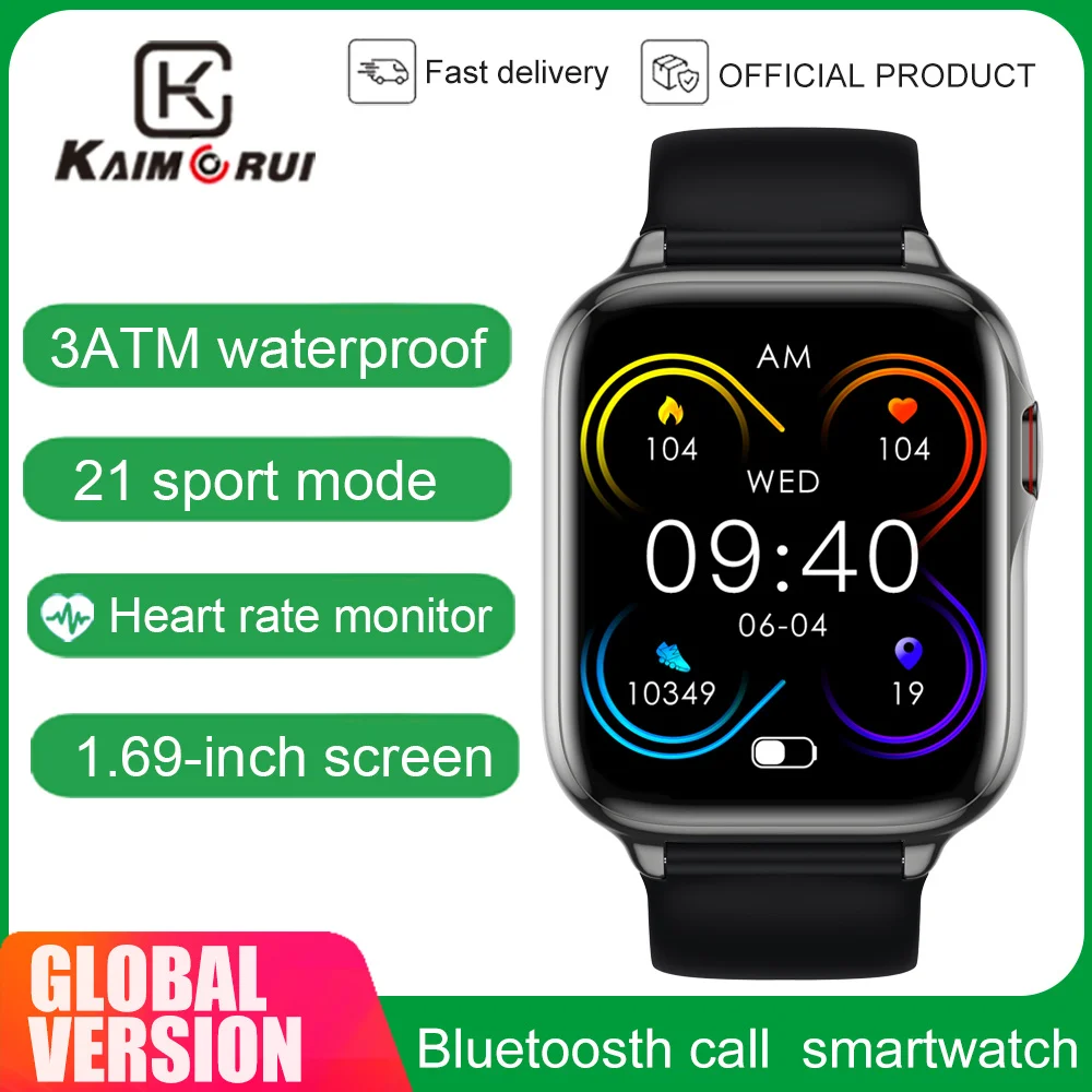Смарт-часы KAIMORUI LW46 Bluetooth вызов 1 69 дюйма 3 атм водонепроницаемый монитор