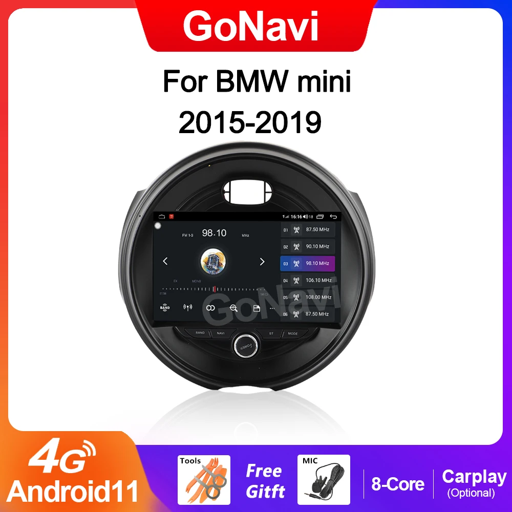 

GoNavi android car radio Central Multimedia intelligent system tonch screen with gps Navigation carplay For BMW mini 2015-2019
