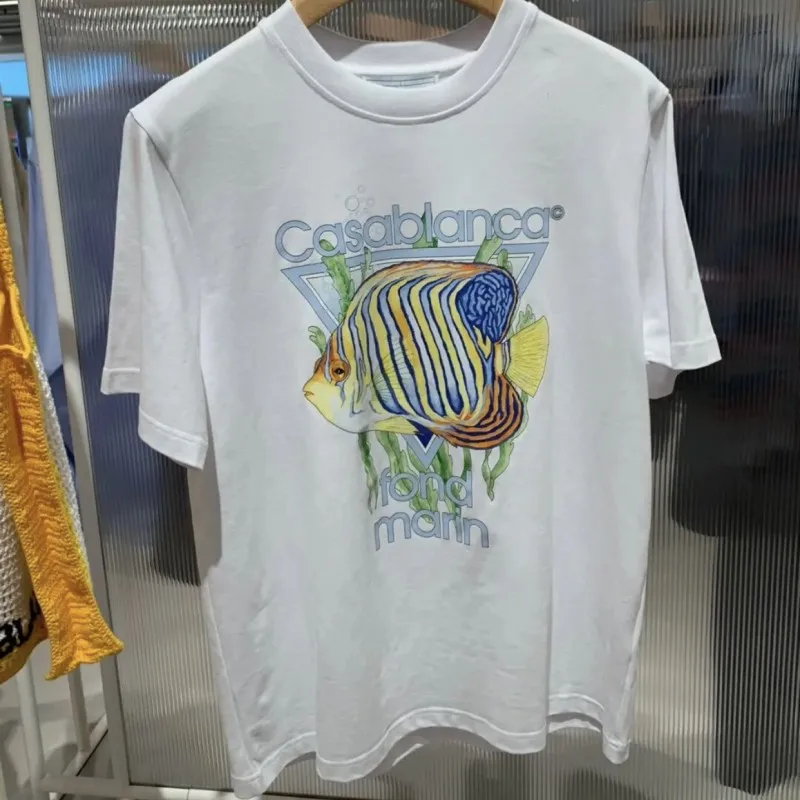 

3D Digital Marine Fish Print CASABLANCA T-shirts Summer Loose Cotton Short Sleeve Tshirts for Men Women